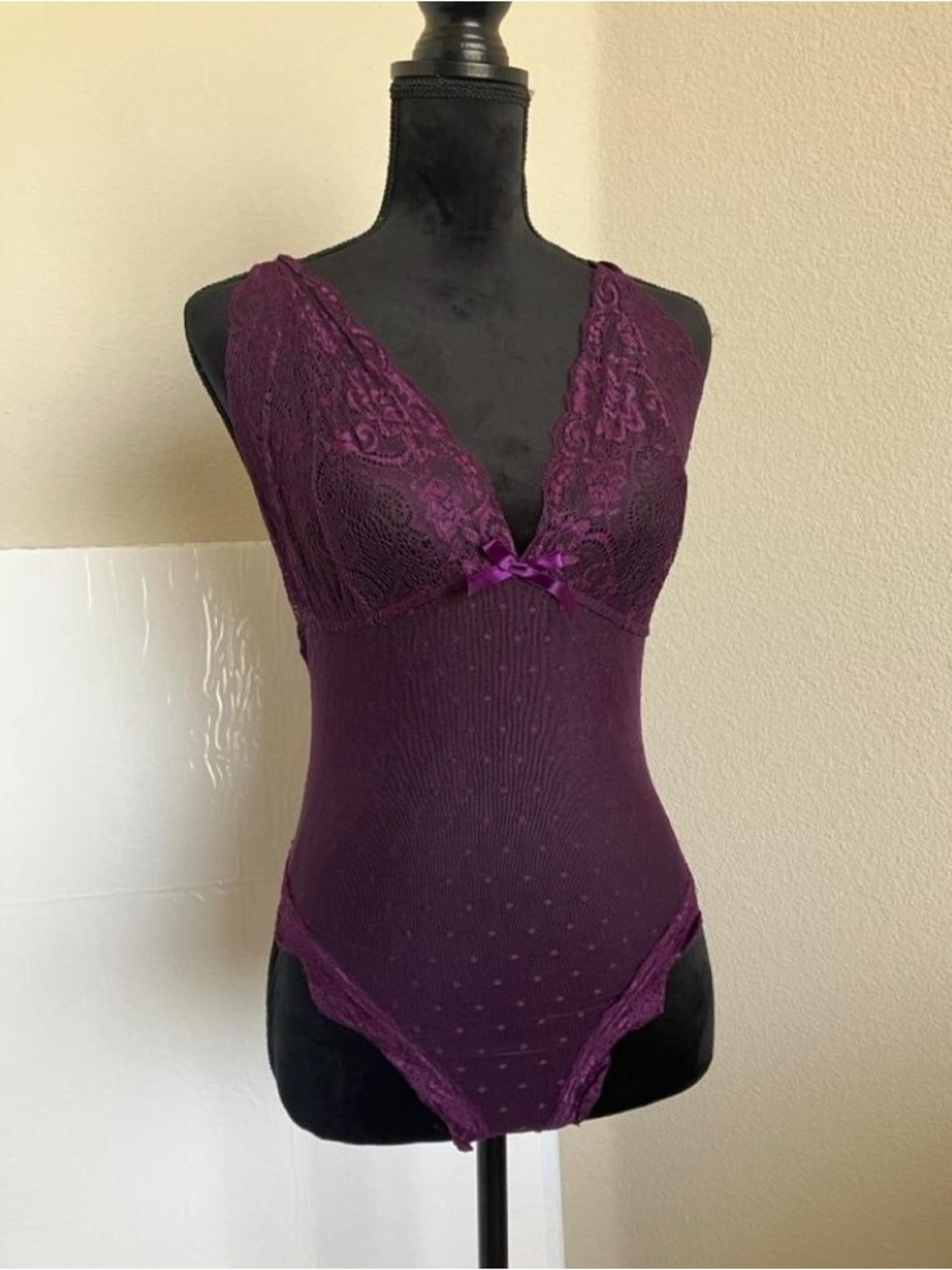 Plum Lace Trim Bodysuit